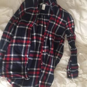Red white and navy blue flannel